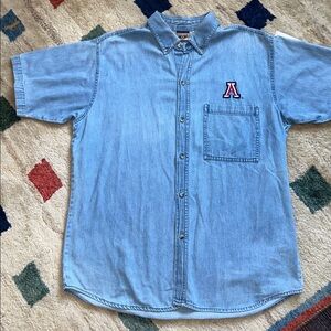 University of ARIZONA Denim Short Sleeve Shirt with Embroidered Logo